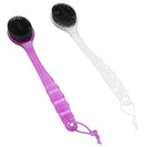 Iconikal Long-Handled Back Bath Brush Scrubber with Charcoal Infused Bristles, Clear and Purple, 2-Pack Iconikal