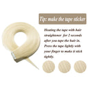 Tape in Human Hair Extensions Platinum Blonde 20pcs 30g for Highlighted 12 inch Long Remy Hair Seamless Double Sided Tape on Rooted Skin Weft for Women 12inch
