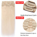 Hairro Clip in Hair Extensions 100% Human Hair Thin White Blonde 18 Inch Long Straight Human Hair Clip on Hairpieces 75g Machine Weft 8pcs 18 Clips for Women
