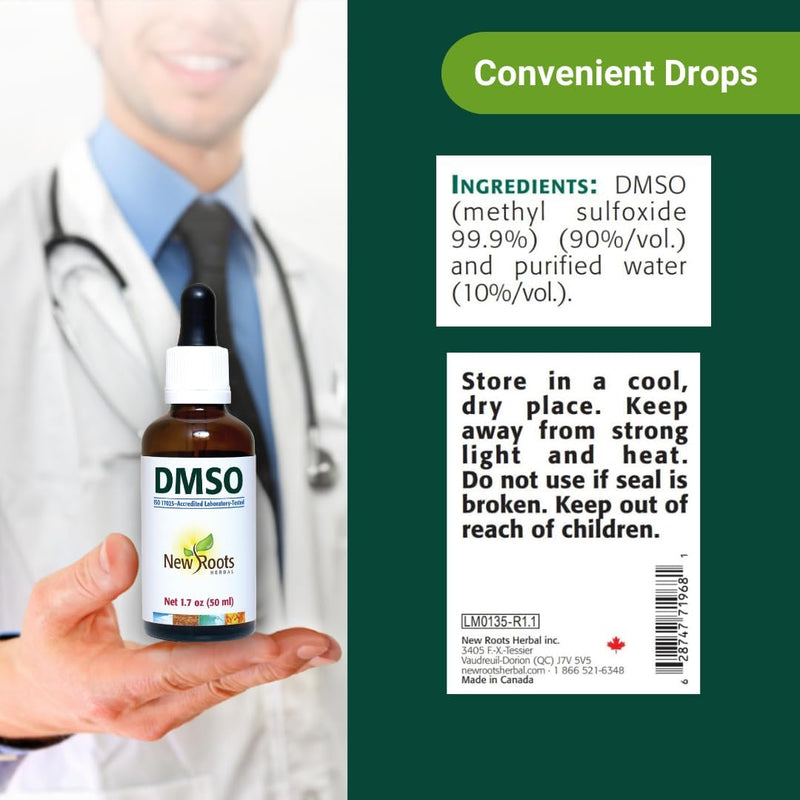 DMSO liquid drops with Pipette (50 ml) | dimethyl sulfoxide | 99.9% Pure DMSO Pharmaceutical grade | Topical Fast Acting | NEW ROOTS HERBAL Infinity Warehouse