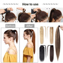 Remy Human Hair Ponytail Extension Clip in Ponytail Hair Extensions Wrap Around Pony Tails Hairpiece Long Straight Comb Binding One Piece for Women Girl 20 inch Medium Brown