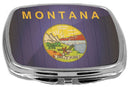 Rikki Knight Compact Mirror on Distressed Wood Design, Montana Flag, 3 Ounce Rikki Knight
