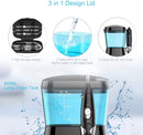 TUREWELL Water Flossing Oral Irrigator, 600ML Dental Water Teeth Cleaner 10 Adjustable Pressure, Electric Dental Pick Flosser for Teeth/Braces, 8 Water Jet Tips for Family (Black) TUREWELL