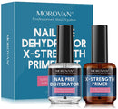 Morovan Nail Prep Dehydrator and Nail Primer X-strength, No Burn Non Acid Protein Bond Primer for Acrylic Powder and UV Gel Nail Polish Poly Gel Hard Gel 0.5oz Morovan