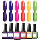 Gel Nail Polish Set - Bright Neon Nail Polish Yellow Red Blue Purple Orange Hot Pink Green Rainbow Nail Polish Soak Off LED Varnish Nail Art Manicure Salon Collection for Beginner 0.33 OZ 6Pcs modelones Store