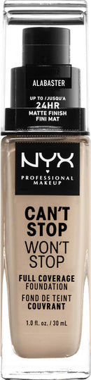 NYX PROFESSIONAL MAKEUP Can't Stop Won't Stop Foundation, 24h Full Coverage Matte Finish - Alabaster NYX PROFESSIONAL MAKEUP