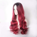 23" Natural Full Wigs Hair Long Wavy Wig Synthetic Heat Resistant (Ombre Red) Rswsp