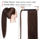 Remy Human Hair Ponytail Extension Clip in Ponytail Hair Extensions Wrap Around Pony Tails Hairpiece Long Straight Comb Binding One Piece for Women Girl 20 inch Medium Brown