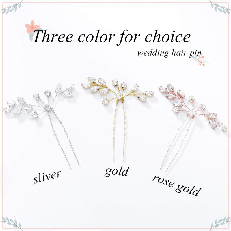 Yean Rhinestone Bridal Hair Pins Crystal Wedding Hair Piece Fashion Hair Accessories for Women and Girls (Rose gold) Yean