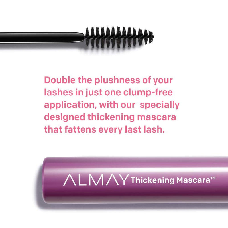 Almay Thickening Mascara with Aloe and Vitamin B5, Hypoallergenic, Cruelty Free, -Fragrance Free, Ophthalmologist Tested, 402 Black Almay