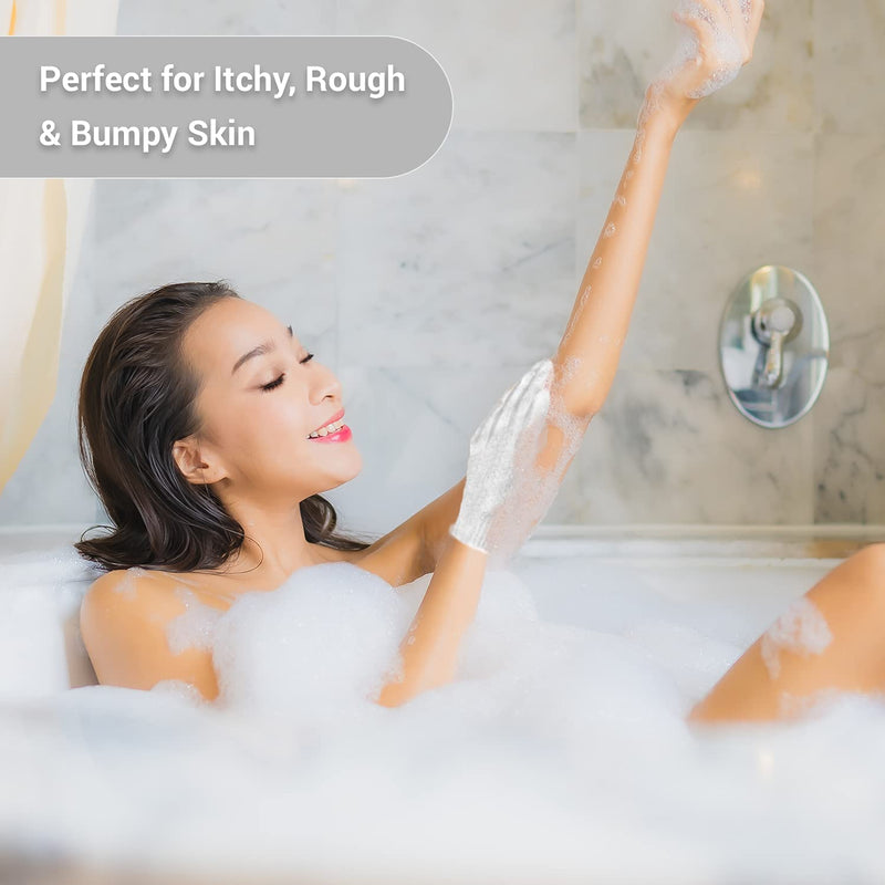 EXCLAIM BEAUTY Exfoliating Gloves Body Scrubber Gloves For Shower, Spa, Massage Shower Gloves Dual Texture Bath Gloves | Dead Skin Remover With Adjustable Straps Exclaim Beauty