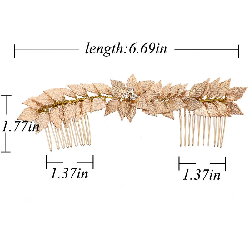 Yean Bride Wedding Hair Comb Leaf Hair Piece Bridal Hair Accessories for Women and Girls (Gold) Yean