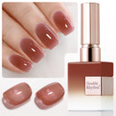 Double Rhythm Translucent Gel Polish Sheer Neutral Natural Light Milky Same Color Same Bottle 15ML Jelly UV Polish Nail Art DIY at Home (Jelly Nude Brown-A1492) Infinity Warehouse