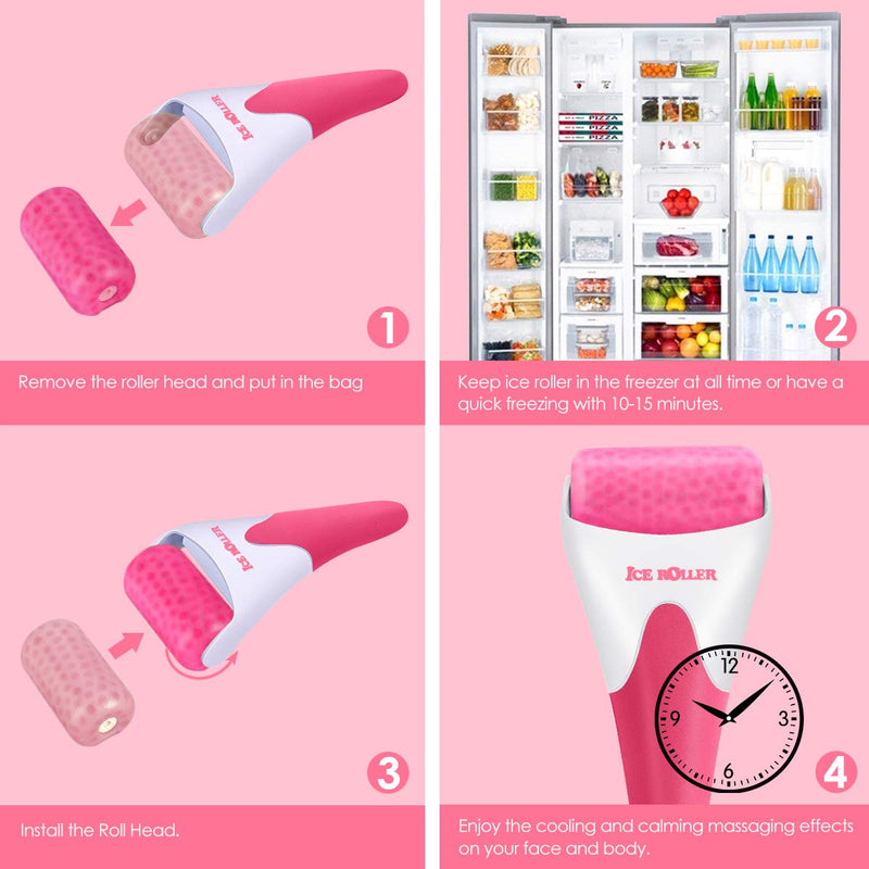 Fronnor Ice Roller for Face,Eyes,Mothers Day Gifts Idea,Therapeutic Cooling to Tighten Brighten Complexion and Reduce Wrinkles,Massager Under Eye Puffiness,Migraine and Pain Relidf (Red) Fronnor