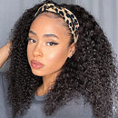 Eooma Headband Wig Human Hair Wigs for Black Women Kinky Curly Straight 4×4 Lace Front Wigs (18 Inch, Natural Black Color Curly) Eooma