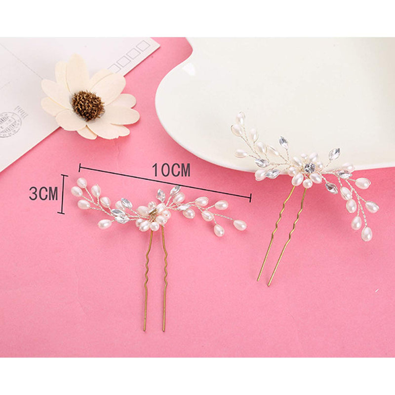 Bridal Hair Pins - Wedding Hair Clips Set Pearl Rhinestones Bride Headpiece Hair Accessories for Women TreatMe