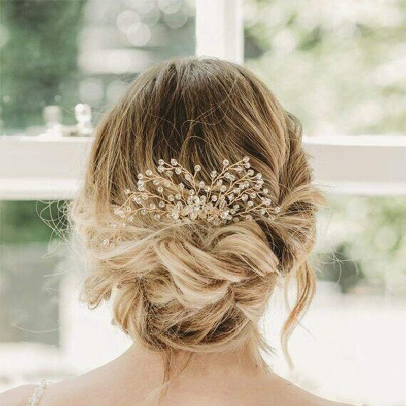 Aukmla Bride Wedding Hair Combs Crystal Hair Piece Flower Hair Accessories Decorative for Women and Girls Aukmla