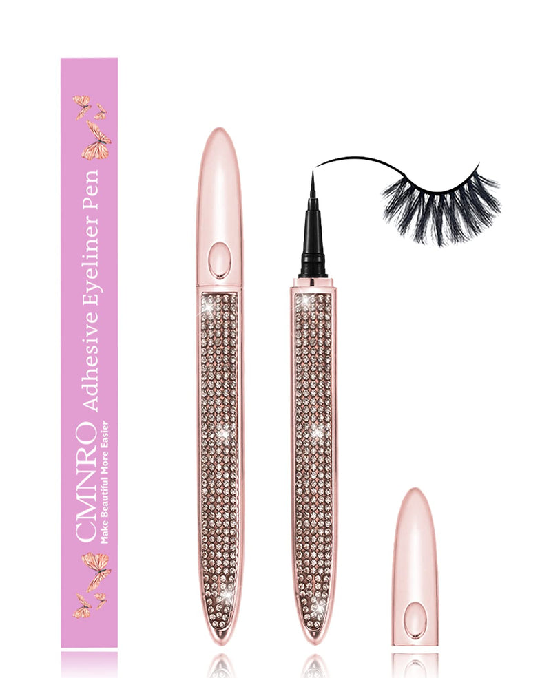 Eyelash Glue Pen Latex-Free Lash Glue Liner Self-Adhesive Eyeliner Pen 2 in 1 Eye Liner Pen lash Glue Pen Strong Hold Waterproof Eyelash Glue for False Lashes (1P，Black） CMNRO