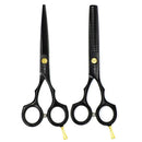 VANELC Hair Cutting Scissors Set 6 Inch, Hair Thinning Scissors, Professional Barber Sharp Hair Scissors and Household Hairdressing Shears Kits Hair Shear Set for Cutting Styling Hair (2pcs, Black) VANELC