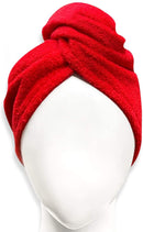 KEEPOZ Hair Towel Wrap Quick Dry 100% Cotton Super Absorbent Turban Head Wrap for Women with Button, Anti Frizz Hair Products, Hair Cap for Curly, Long & Thick Hair (1pc) (RED) KEEPOZ