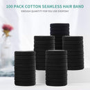 SYGY 100 PCS Black Hair Ties for Women, Cotton Seamless Thick Hair Bands, No Crease No Damage for Thick/Thin Hair, Soft Elastic Hair Ties Ponytail Holders Hair Accessories SYGY