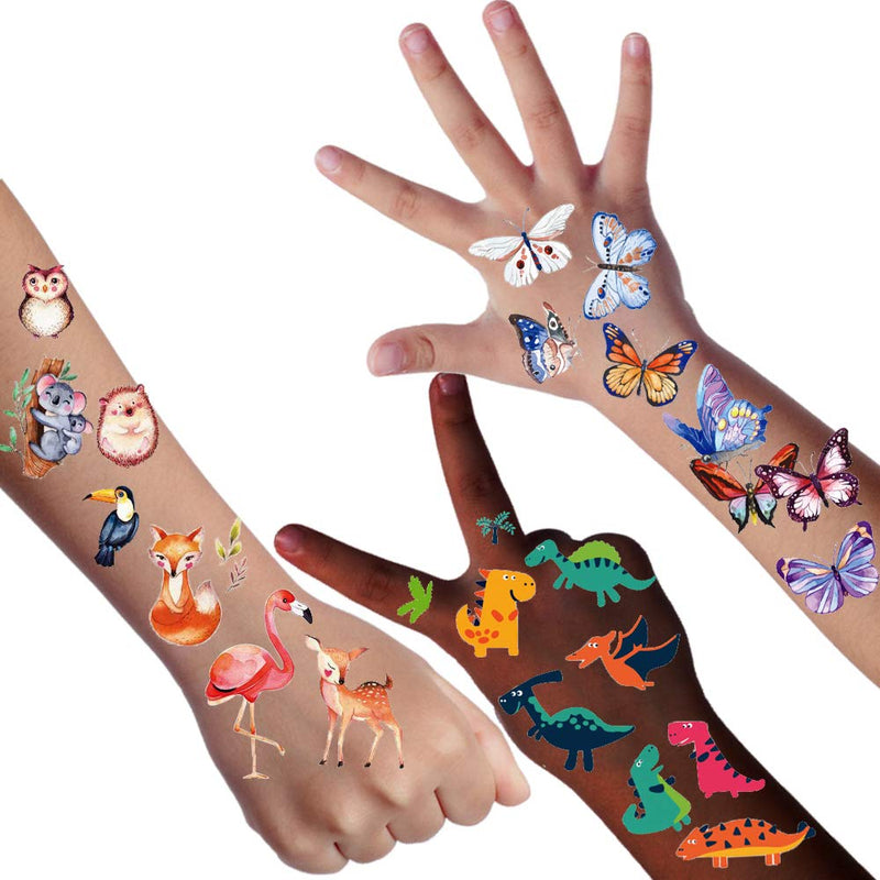 Temporary Tattoos for Kids, Christmas Birthday Party Supplies Unicorn Mermaid Butterflies Dinosaur Fake Tattoo Stickers Art(6 Sheets) AIDFSIP