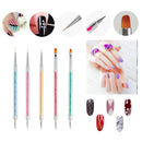 FULINJOY Pack of 5 Nail Art Brushes, Double-ended Nail Dotting Pen Liner Brush Nail Art Point Drill Drawing Tools Set FULINJOY