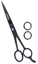 Equinox Professional Shears with Finger Rest & Finger Inserts - Ice Tempered Barber Hair Cutting Scissors - 6.5 Inches - Stainless Steel Rust Resistant Hair Scissors/Shears (Matte Black) Equinox International
