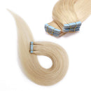 Benehair Platinum Blonde Tape in Hair Extensions 100g 40pcs 16 inch Long Remy Human Hair Highlighted Straight Seamless Invisible Skin Weft Invisible Double Sided Tape
