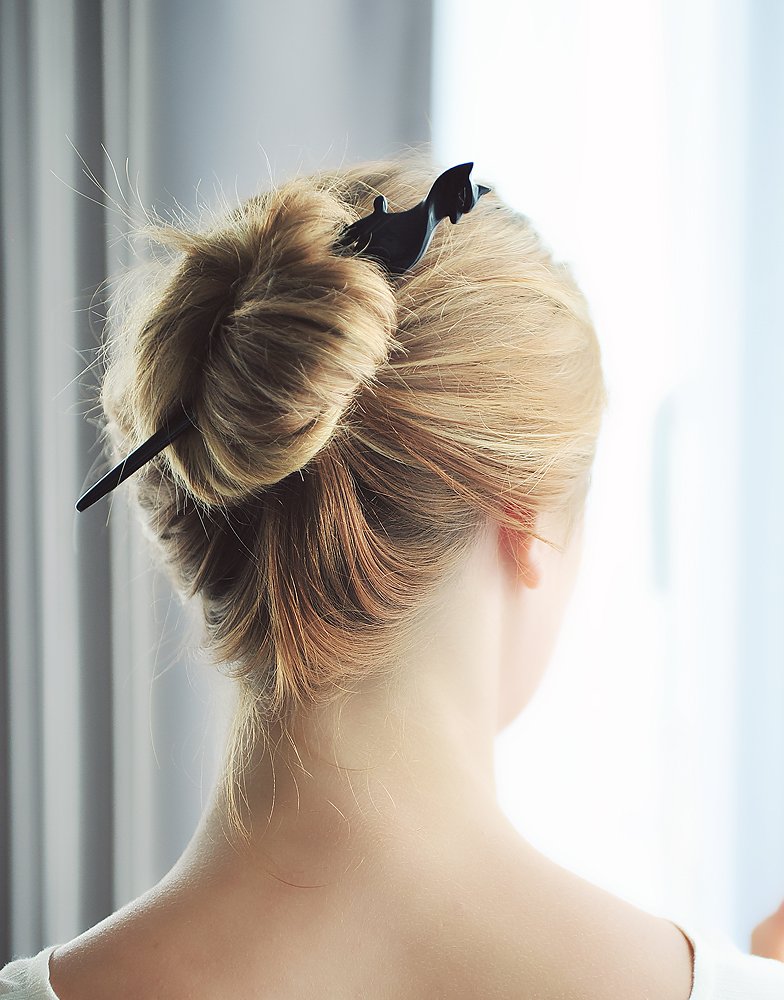 Marycrafts Black Buffalo Horn Hair Stick, Hair Accessories, Hair sticks for women Handmade 7.2" Marycrafts