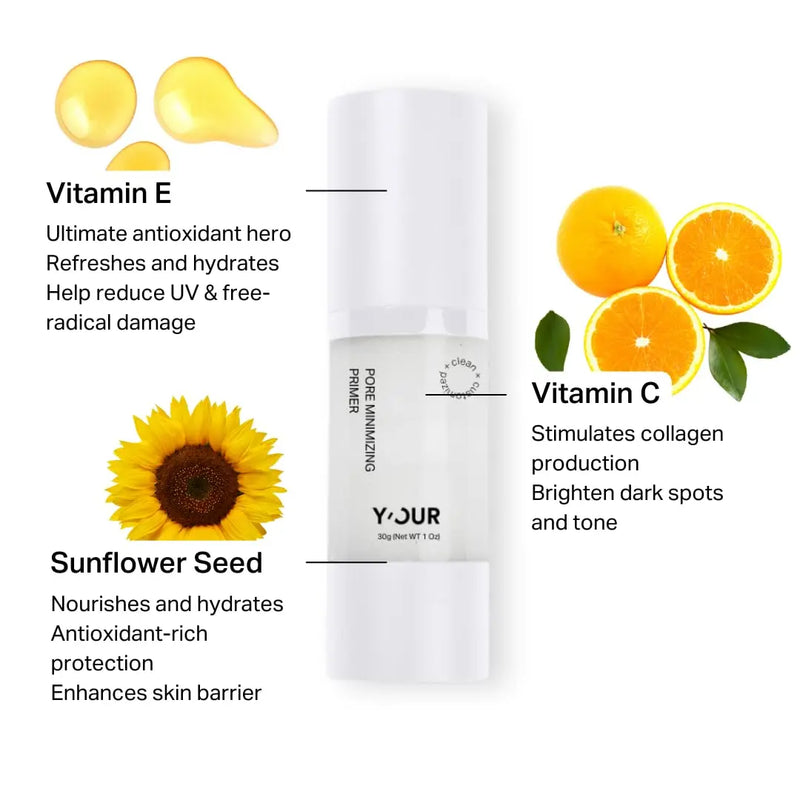 Y’OUR Pore Minimizer Velvet Veil Primer | Hydrating, Oil-Controlling, Long-Lasting | Blur Makeup For Perfect Flawless Base | Photo Finish Foundation Coverage | Brightens with Vitamin C & E Infinity Warehouse