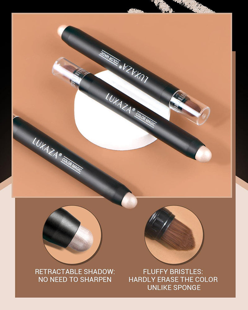 LUXAZA Eyeshadow Stick Cream Shimmer Creamy 2 in 1 Eyeshadow and Eyeliner Pen,Eye Brightener Stick,Highlighting Stick Eye Liner,Easy to Color Waterproof Eyeshadow Perncil Crayon 1Pcs,Champagne-silk LUXAZA