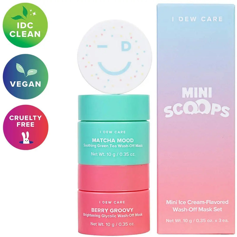 I DEW CARE Mini Scoops | Wash Off Face Mask Skin Care Trio | Korean Skin Care Starter Set | Self Care Gifts for Women | Facial Treatment, Vegan, Cruelty-free, Paraben-free I DEW CARE Store