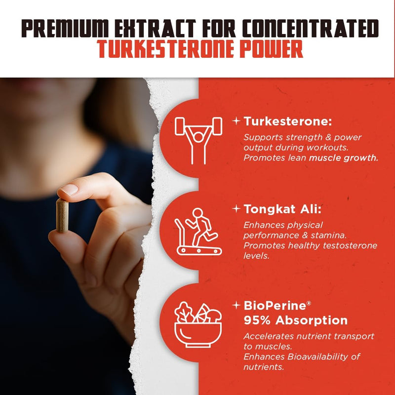 Old School Labs Testosterone Supplement for Men – Turkesterone 1500mg Max Potency + Tongkat Ali & BioPerine® – Muscle Growth, Recovery, Drive & Stamina – 120 Caps, 40 Servings Infinity Warehouse