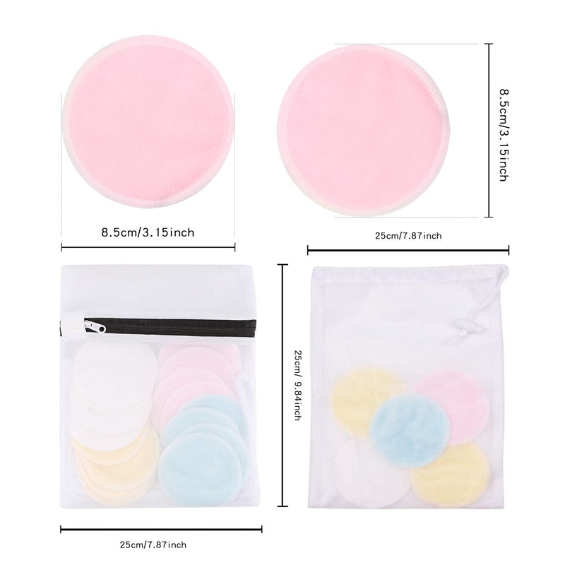 Reusable Makeup Remover Pads| Bamboo Fiber Organic Cotton Pads Face| Face Cleaner and Eyes Make Up Remover Pads Zero Waste Washable| for All Skin Types | 1 Laundry Bag+1 Storage Bag| 16 Pcs CT CAPETRONIX