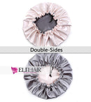 ELIHAIR Stain Bonnet Silky Sleep Cap Adjustable Satin Cap for Night Sleeping Hair Bonnet Reversible Double Layer Champagne/Grey ELIHAIR
