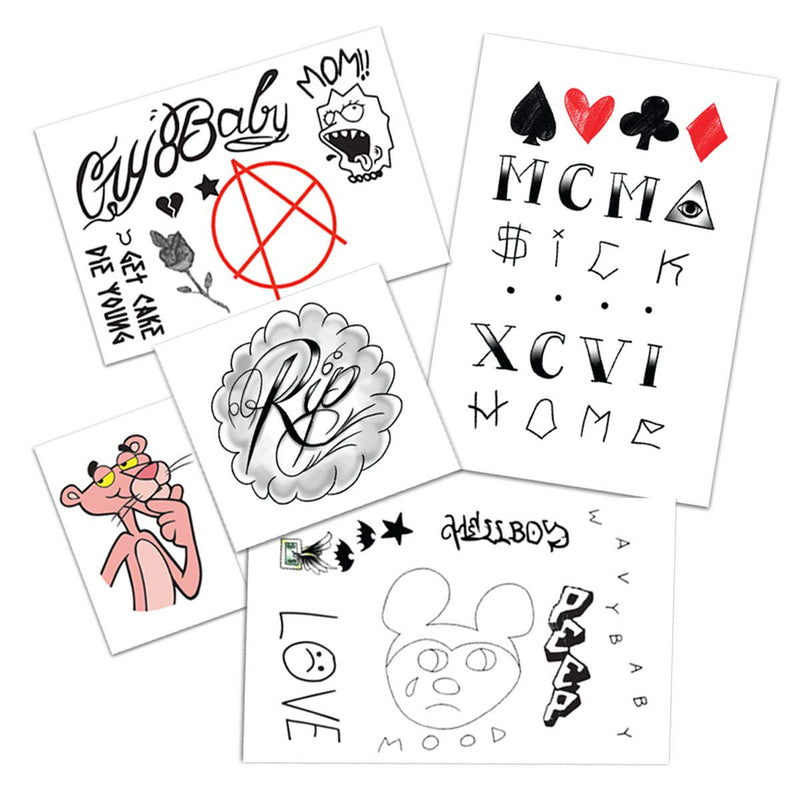 Fashion Tats Lil Peep Temporary Tattoos | Includes Face, Neck & Hands | REALISTIC  | Skin Safe | MADE IN THE USA| Removable Fashiontats