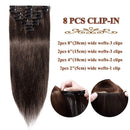 Clip in Remy Hair Extensions Human Hair Dark Brown for Women 18 inch Seamless Clip on Real Hair Skin Weft Clip ins Thin 8pcs Standard Weft Long Straight Hairpieces for Full Head