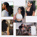 Seelaak 16 Inches Curly Hairpiece Wrap Around Ponytail Hair Piece with Clips Human Hair Ponytail Extensions 101g/set Magic Paste Binding Pony Tail Hairpiece for Black Women seelaak