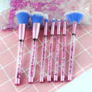 Makeup Brushes, 7PCS Glitter Quicksand Handle Makeup Brush Set for Foundation Powder Blush Eyeshadow with Case Beautiful Pink Purple Cosmetic Brushes G-Texnik