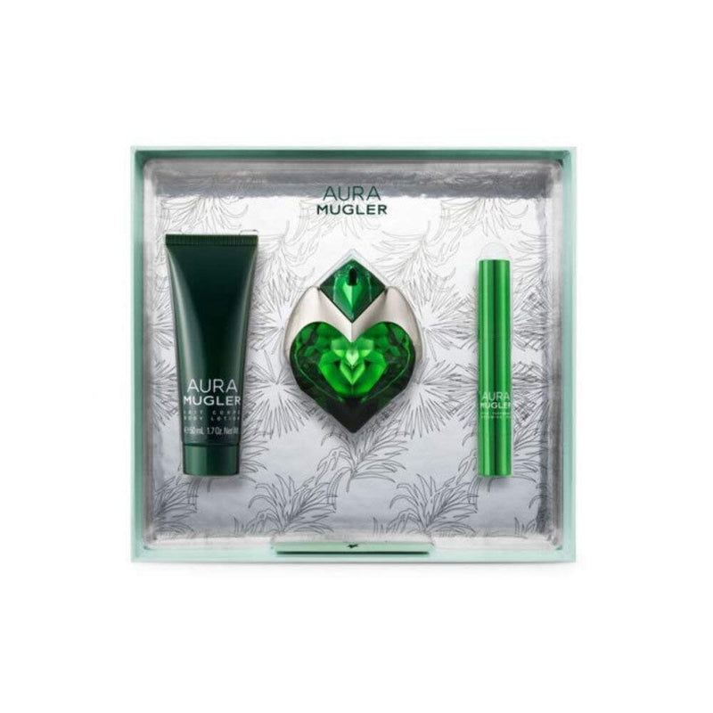 Thierry Mugler Aura Mugler Refill Me Again and Again for Women 3 Piece Set (1 Ounce Eau de Parfum + 1.7 Ounce Body Lotion + 0.1 Ounce Spray) Thierry Mugler