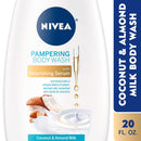 NIVEA Coconut and Almond Milk Body Wash with Nourishing Serum, 20 Fl Oz Bottle NIVEA
