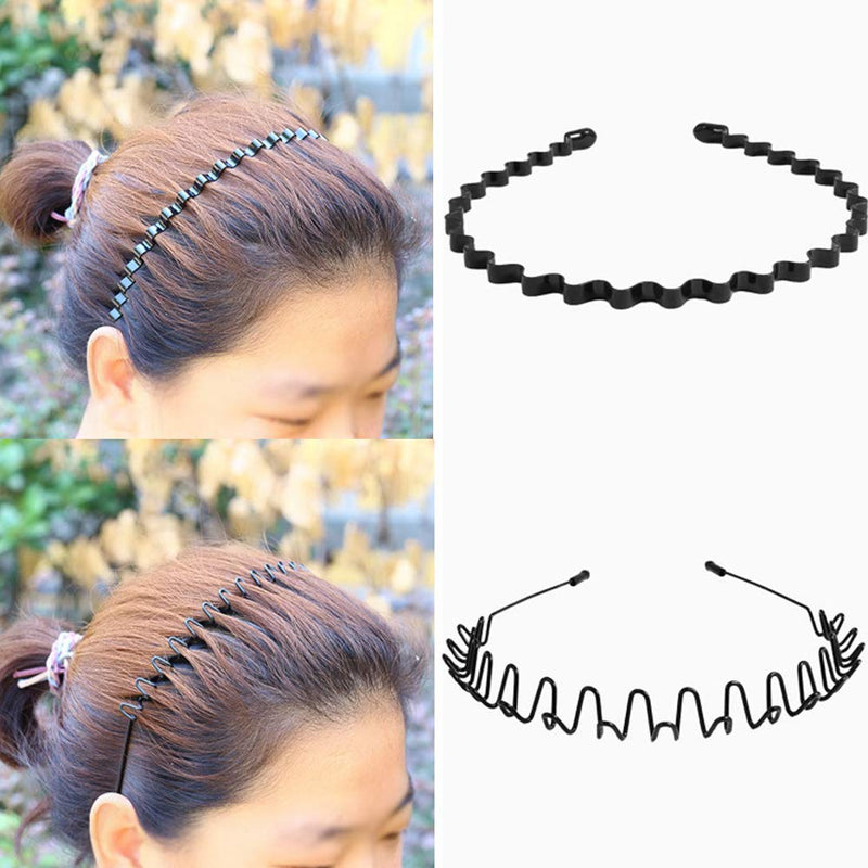 3PCS Metal Hairbands, Black Fashion Spring Headband for Men & Women,Unisex Elastic Sports Wide Hair Band Hoop Clips Accessories Etercycle