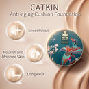 Catkin Phoenix Cushion Foundation Buildable Coverage Anti-Aging Serum Makeup, Sheer Satin Finish, Refill Included, Light Beige 0.46 Oz x 2, C01 NATURAL Infinity Warehouse