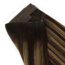 Sassina 20 Inch Balayage Halo Hair Extensions Human Hair with Miracle Wire, Dark Brown Fading into Chestnut Brown