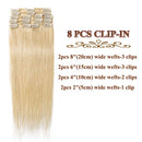 Clip in Hair Extensions Bleach Blonde 10 inch Remy Human Hair Skin Weft Clip ins Full Head 8pcs 18 Clips Soft Straight Hair for Women Party 8-24 inch Highlighted Ombre 50g