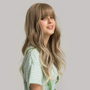 24"Women Synthetic Wigs Long Wavy Blond with Fluffy Air Bangs Light Esmee Store