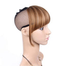LEEONS Bangs Clip in Synthetic Hair Extensions Front Neat Bang Fringe One Piece 6" Short Straight Hairpiece for Women Light Brown(12H22