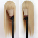Maycaur Blonde Synthetic Hair Wigs with Full Bangs