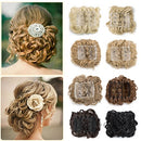 Messy Bun Hair Piece with Combs Clip in Bun Scrunchie Juva Bun Dish Fluffy Wavy Hair Updo Easy Stretch Big Chignon Short Ponytail Hairpiece for Women sandy Brown & Bleach Blonde Benehair
